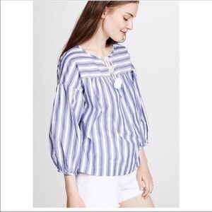 Madewell Peasant Top in Shea Stripe Blue White S GUC boxy fit oversized
